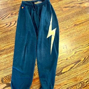 Gray lightning bolt sweatpants